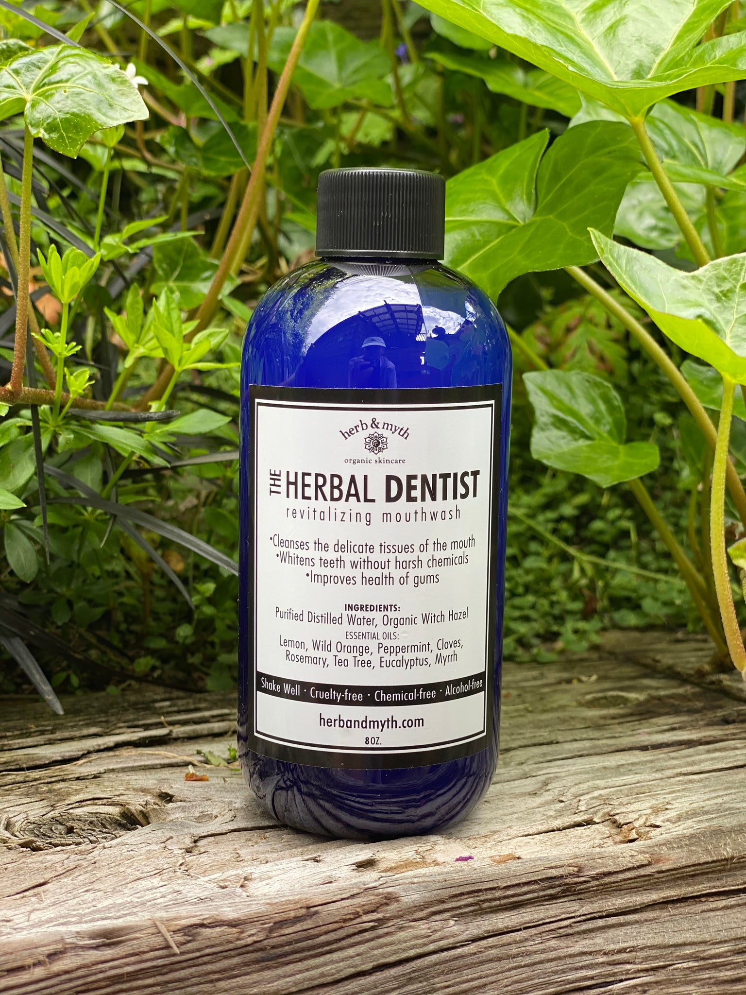 The Herbal Dentist Mouthwash (Cobalt Blue Plastic Bottle)